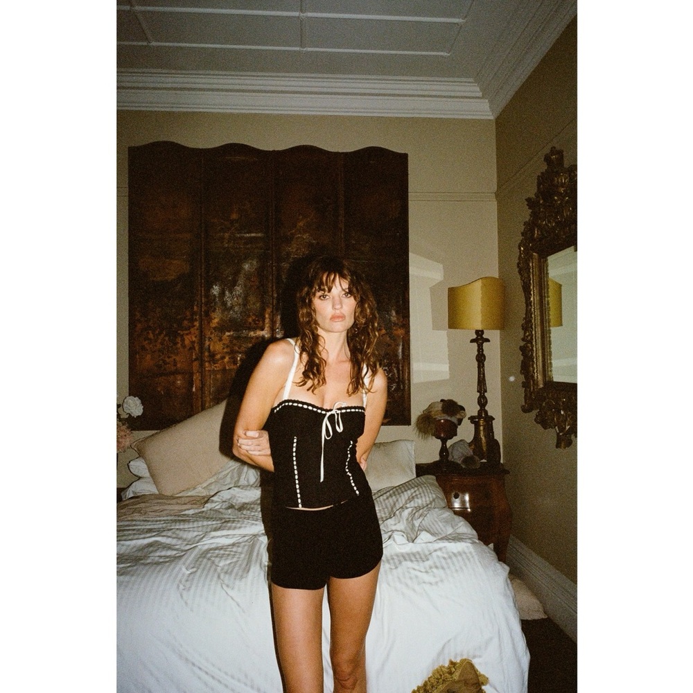 NWT With Jean Ryder Corset Top in Black‎ & White